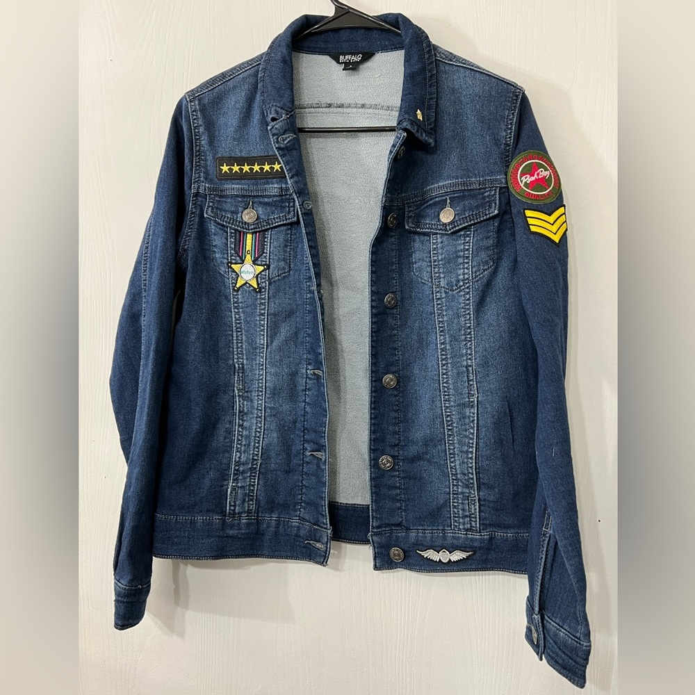 Buffalo David Bitton Patch Patchwork Faux Jean Jacket - Picture 2 of 10